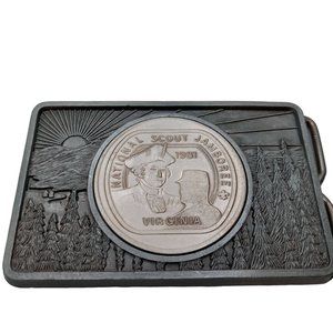 1981 National Scout Jamboree Belt Buckle Vintage Boy Scouts Virginia Tree Forest